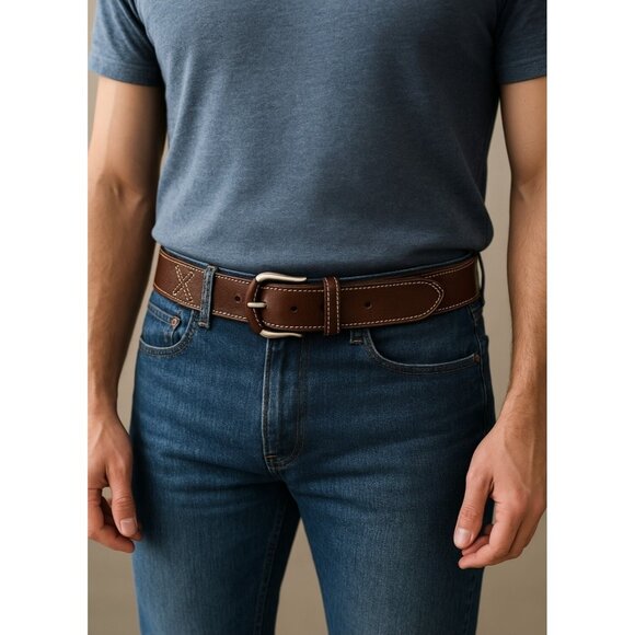 Genuine Leather Men's Belt With Removable Buckle Size 90 - Picture 1 of 8